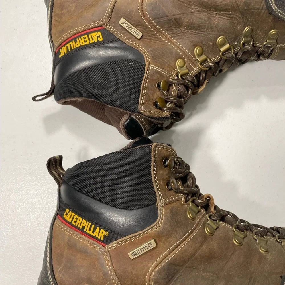 CATERPILLAR Brown Leather Hiking Work Boots Size 12 SB-